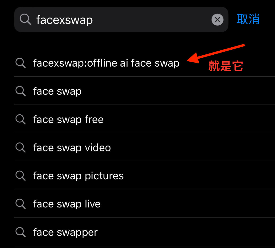 在 AppStore 搜索 'facexswap'